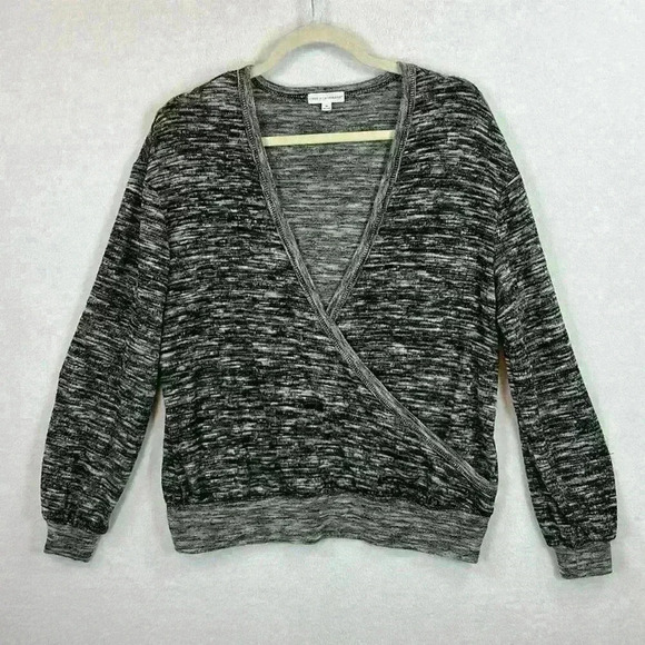 Coco + Jaimeson Sweater Women’s Medium (8-10) Heathered Black Faux Wrap - Picture 1 of 10